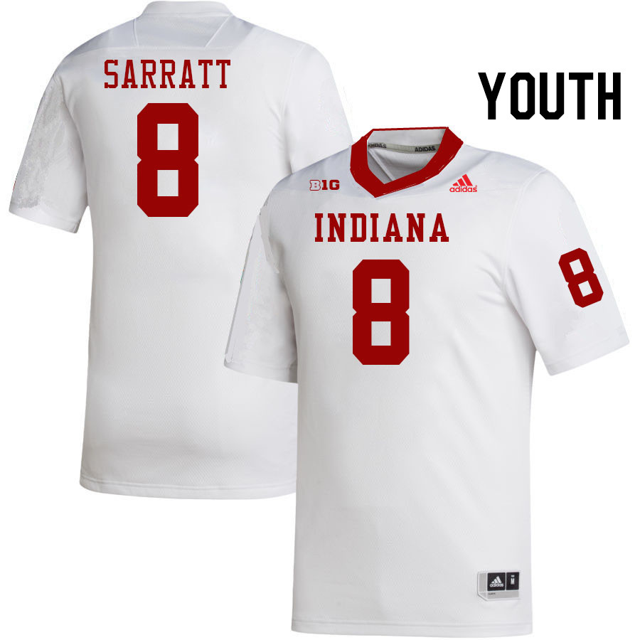 Youth #8 Elijah Sarratt Indiana Hoosiers College Football Jerseys Stitched-White